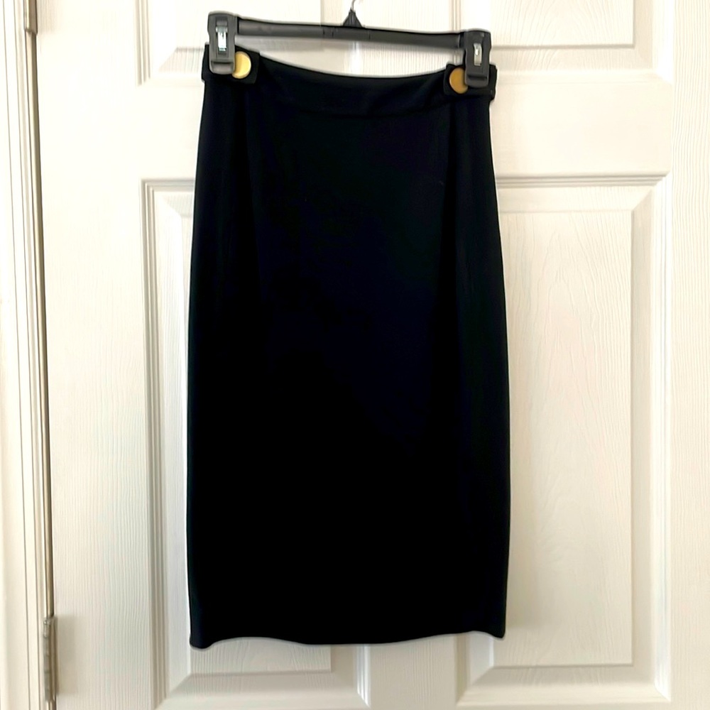 DVF black pencil skirt with gold hardware